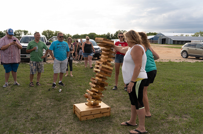 a giant game of Jenga comes to an end