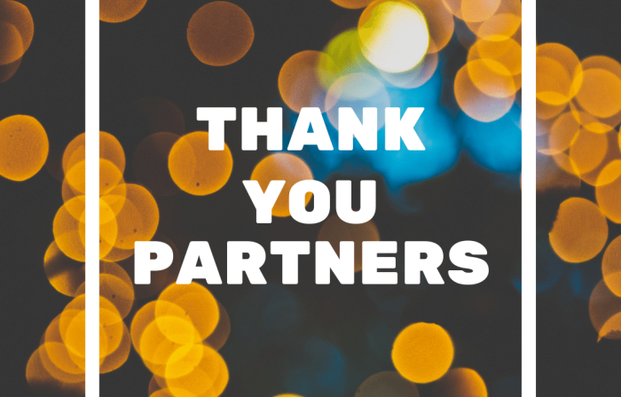 this image shows the text "thank you partners"